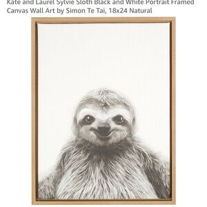 Black and White Sloth Framed Canvas Art